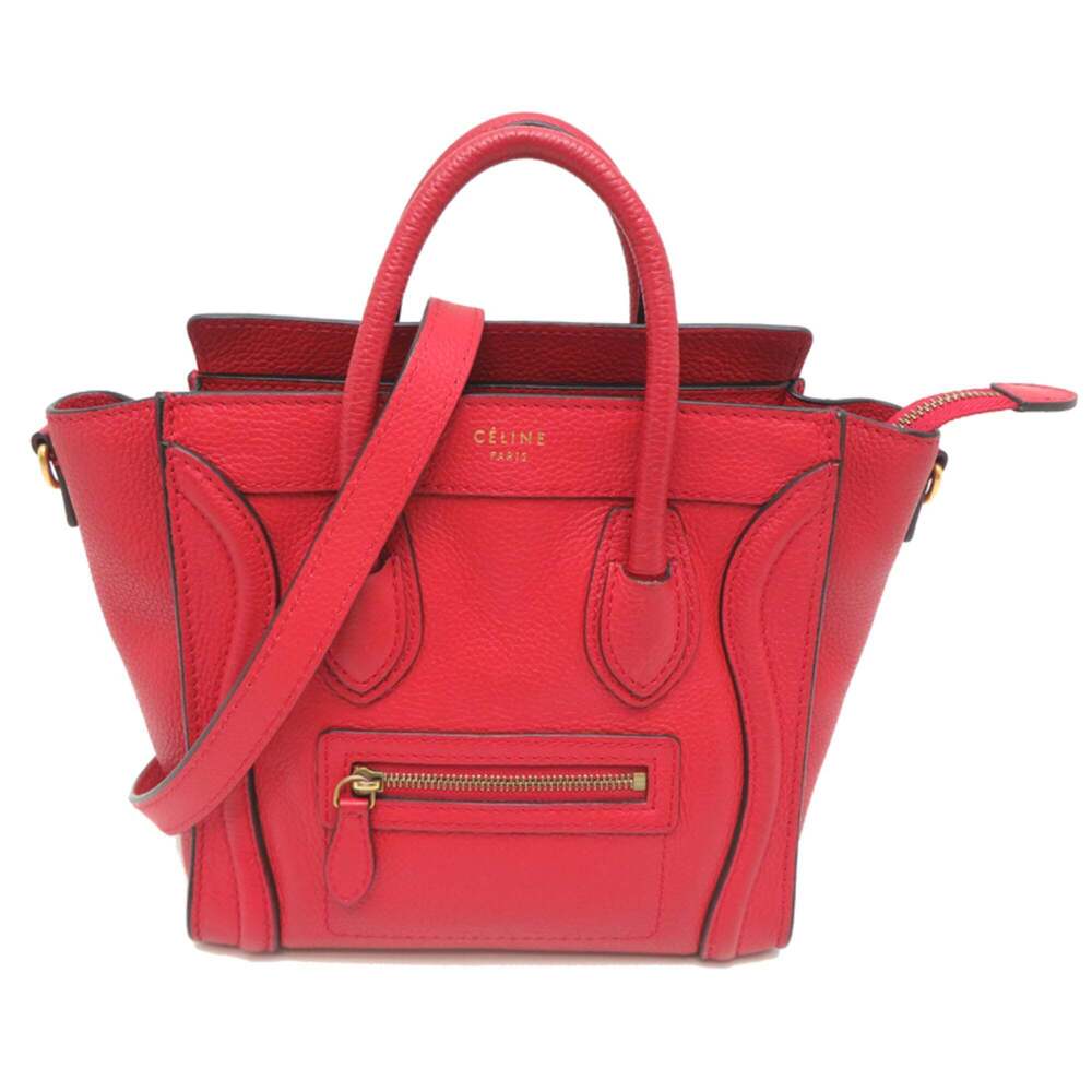 Celine Luggage Nano Shopper Women's Handbag, Leather, Red